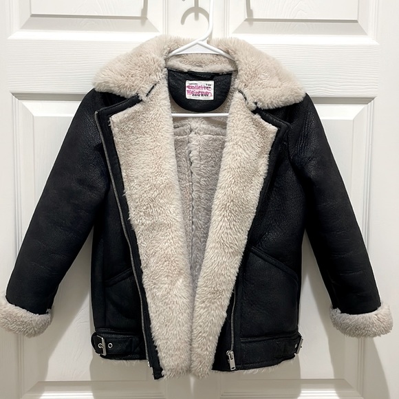 Zara Other - Zara Kids Faux Leather Fur Lined Jacket
